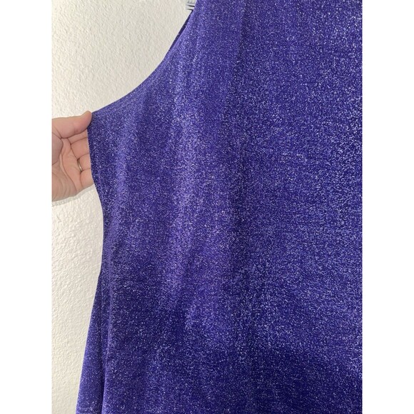 Gantos Vintage Women's Size Large Purple Sparkle Mock Neck Tank Top Stretch - Picture 2 of 9
